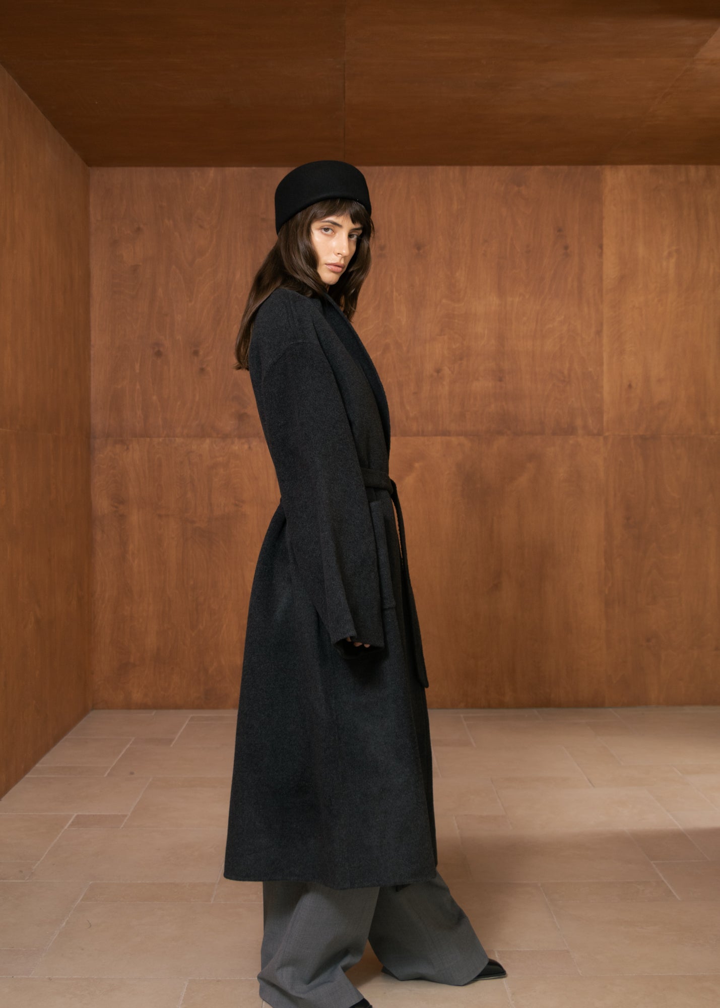 Claret Coat in Wool and Cashmere