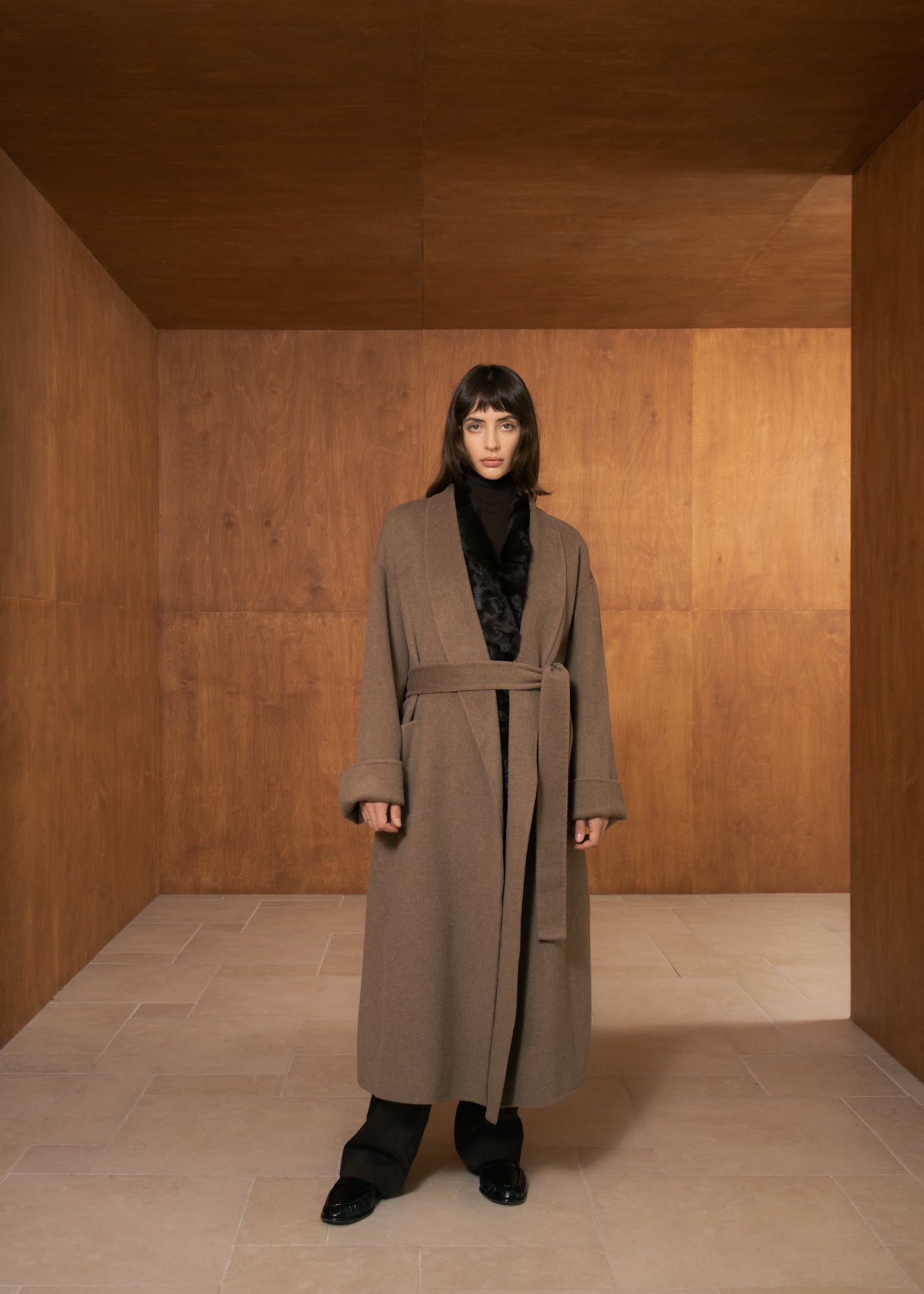 Claret Coat in Wool and Cashmere