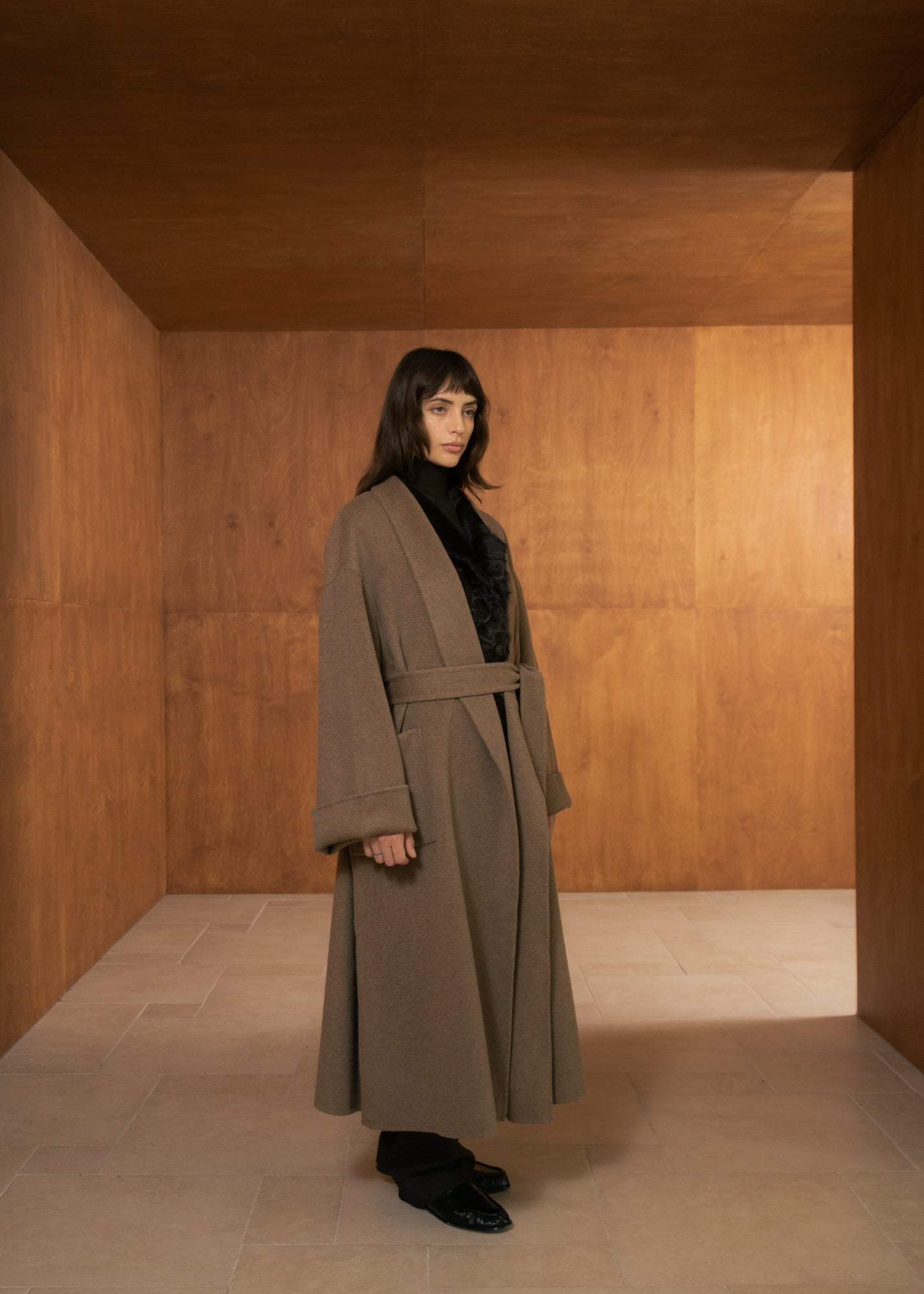Claret Coat in Wool and Cashmere