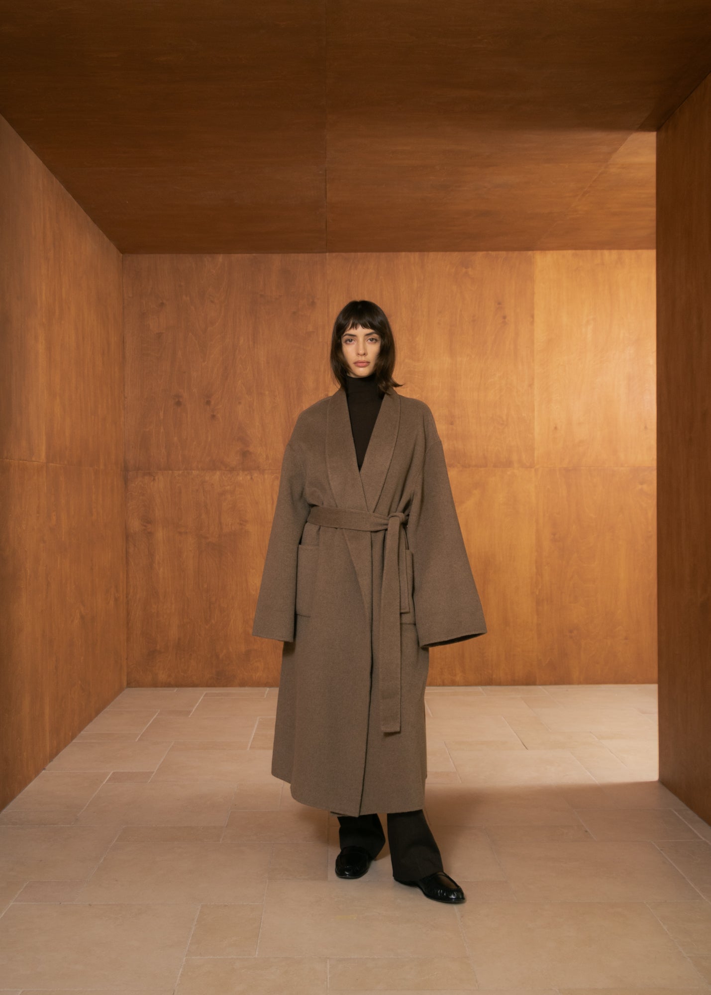 Claret Coat in Wool and Cashmere