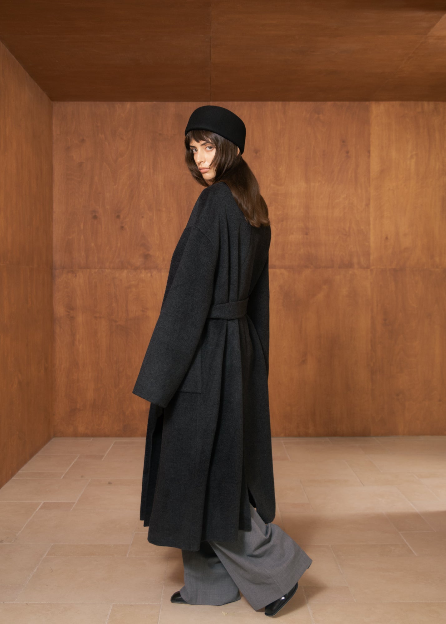 Claret Coat in Wool and Cashmere