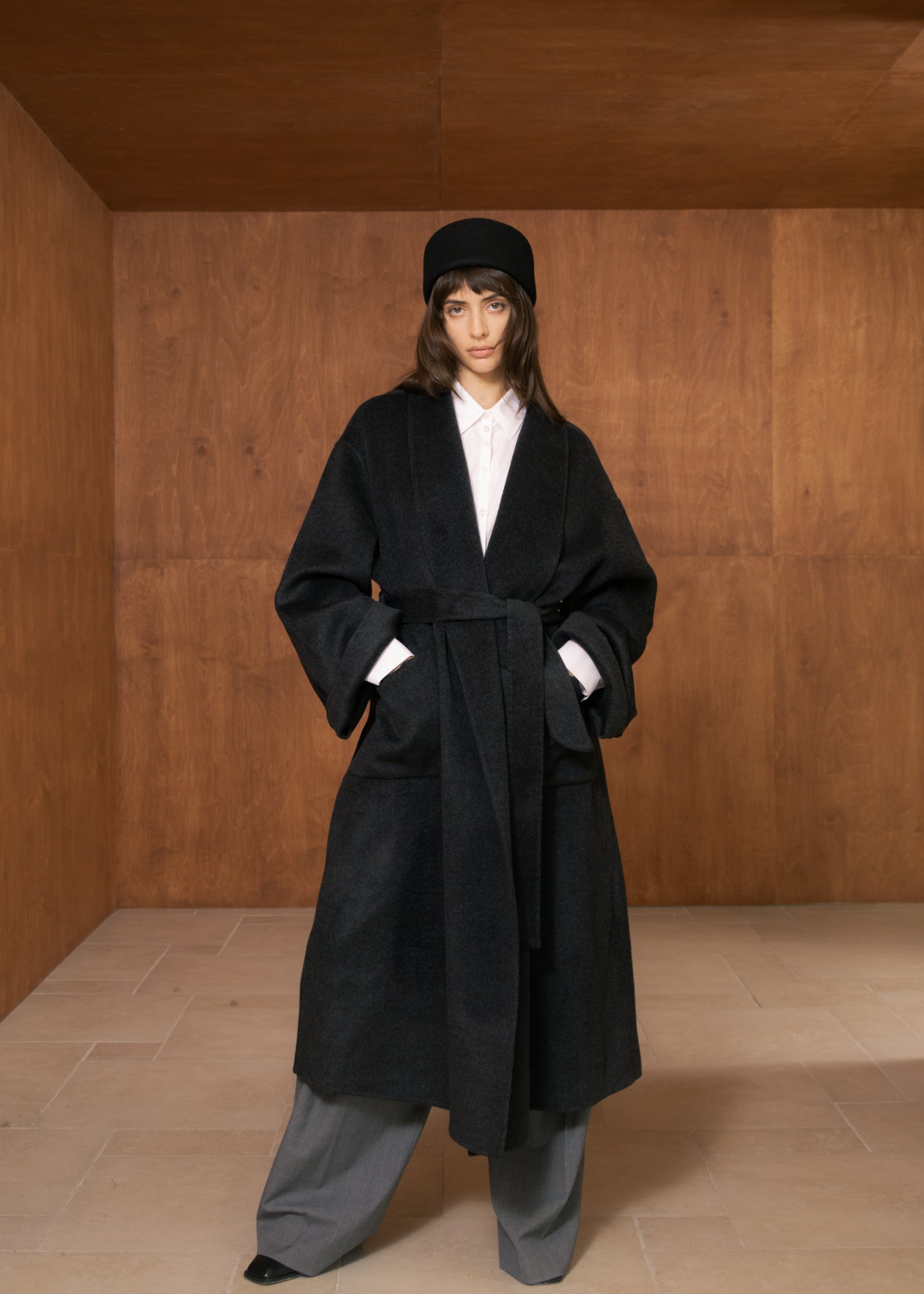 Claret Coat in Wool and Cashmere