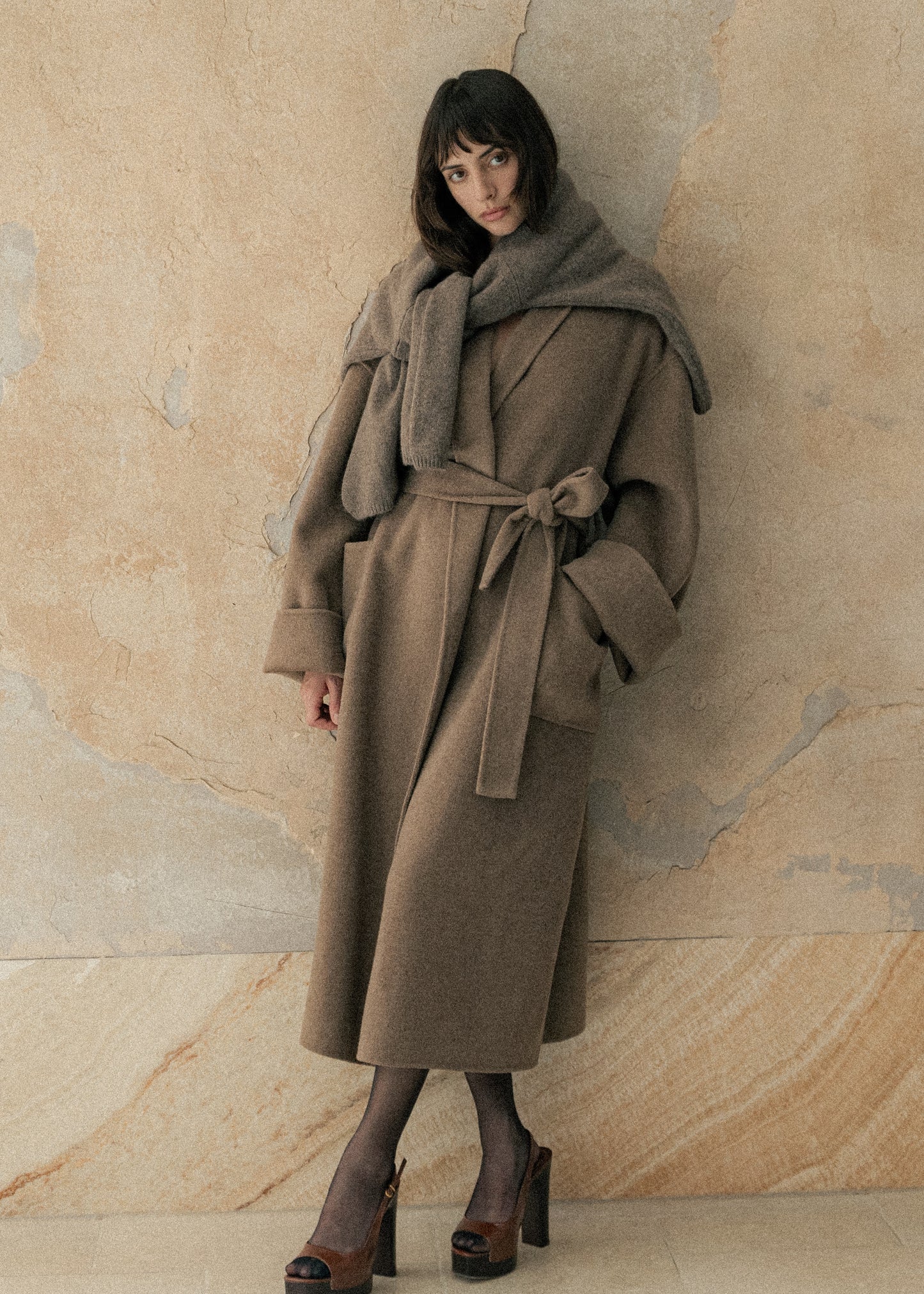 Claret Coat in Wool and Cashmere