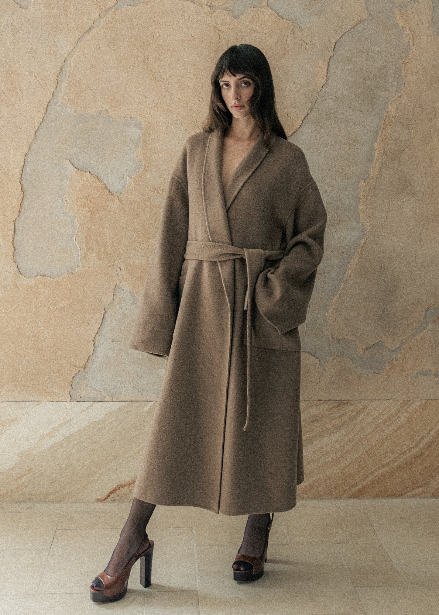 Claret Coat in Wool and Cashmere