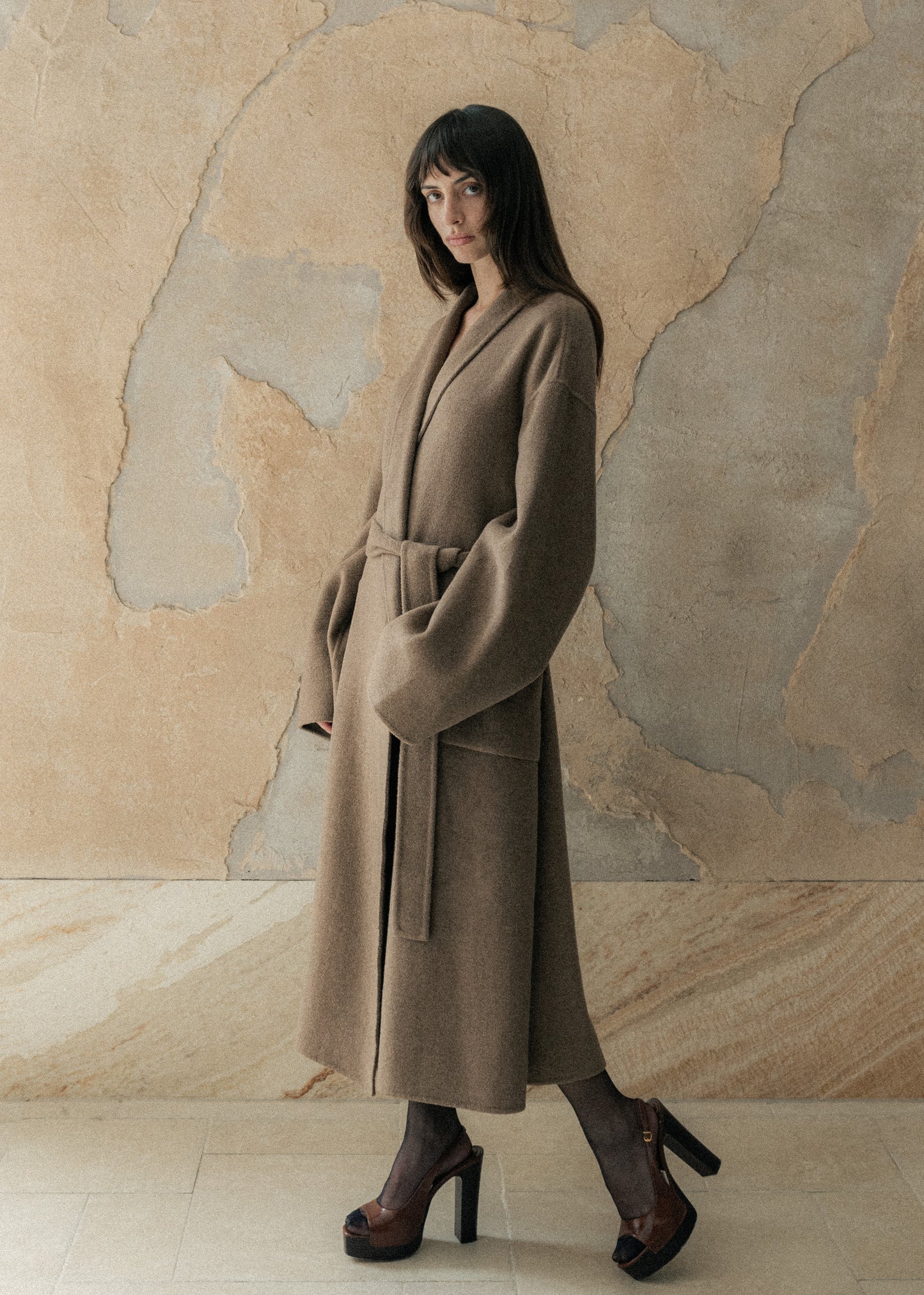 Claret Coat in Wool and Cashmere