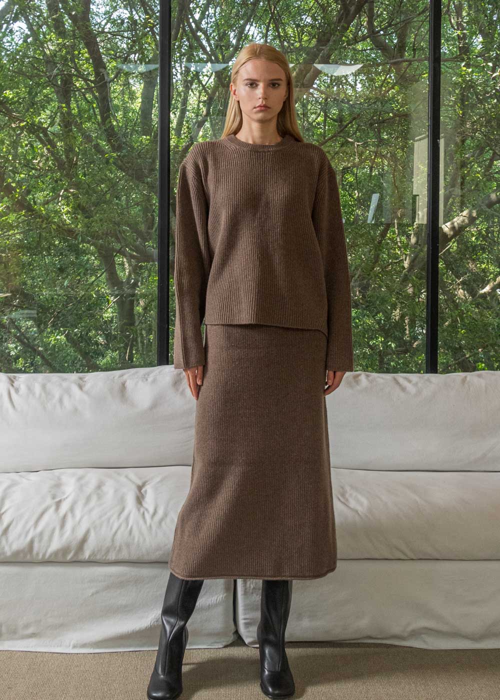 Cashmere Ribbed Skirt